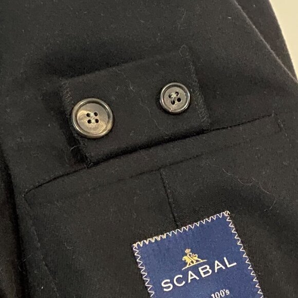 Scabal Black Wool Blazer Jacket Mens Size 54R Bespoke Made to Measure 3 Button - Picture 9 of 11